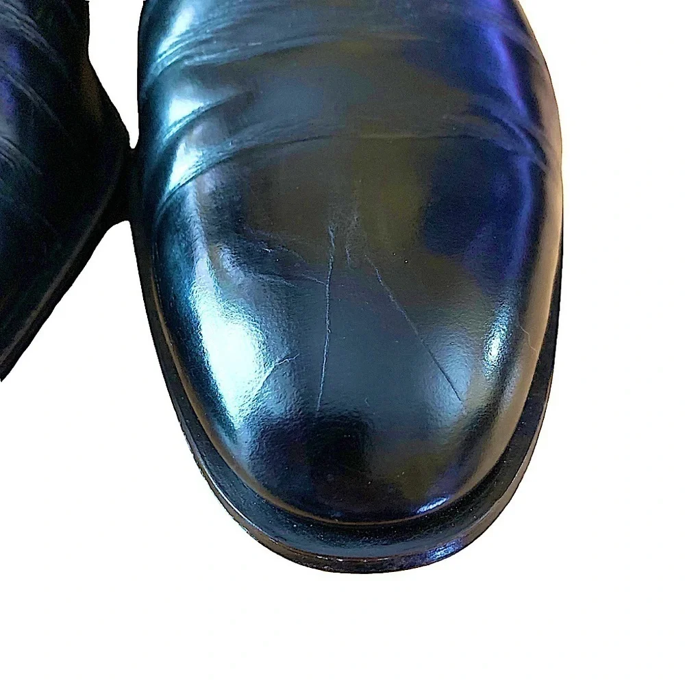 ALAN McAfee London Vintage Black Leather Plain Toe Lace Up Dress Shoe Size 9.5 B